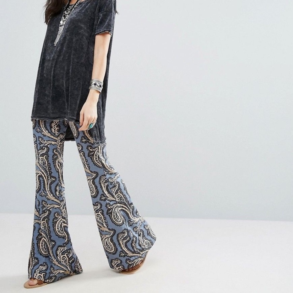 Free People Park Paradise Printed Flare Pants